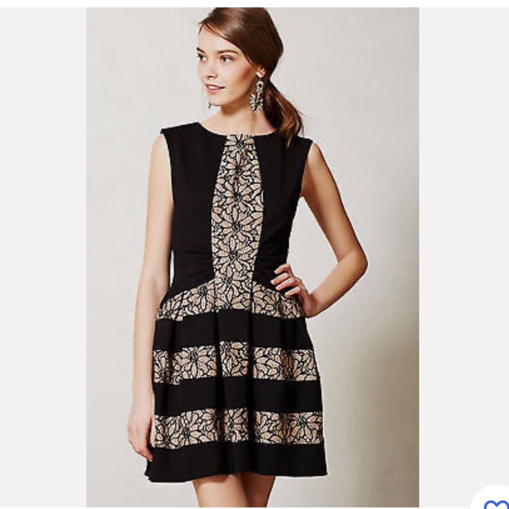 Eva Franco Black Lace Strata Cocktail Dress‎ by Anthropologie